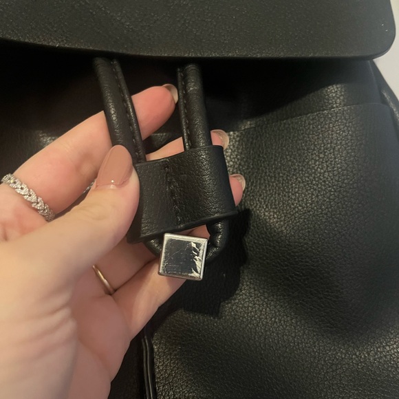 Zara Basic Collection Classic Black Faux Leather Backpack - Picture 9 of 15